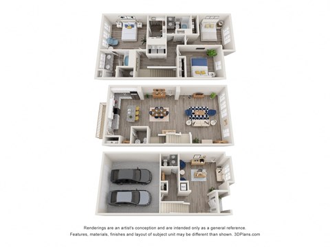 Floor plan for 3 beds, 3 baths, 2354 sqft